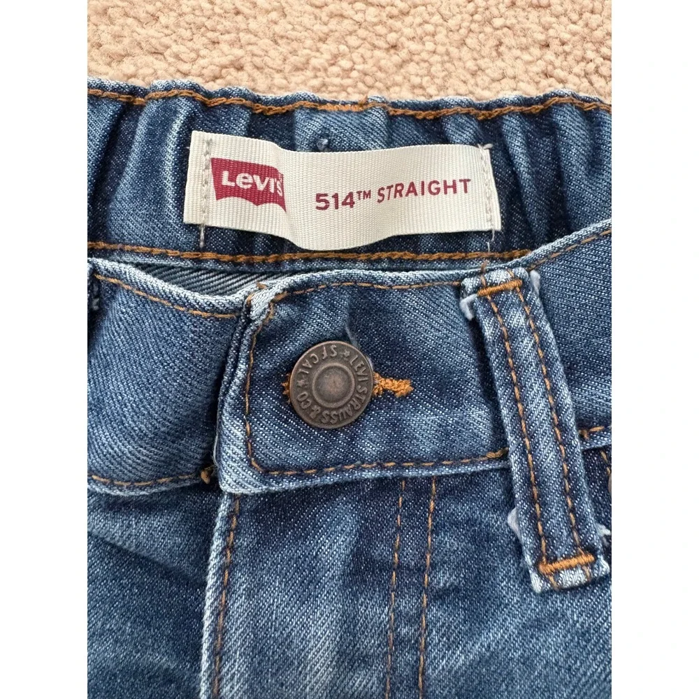 Levis Kids 514 Straight Leg Jeans Size 12 Medium Wash Blue Adjustable Waist